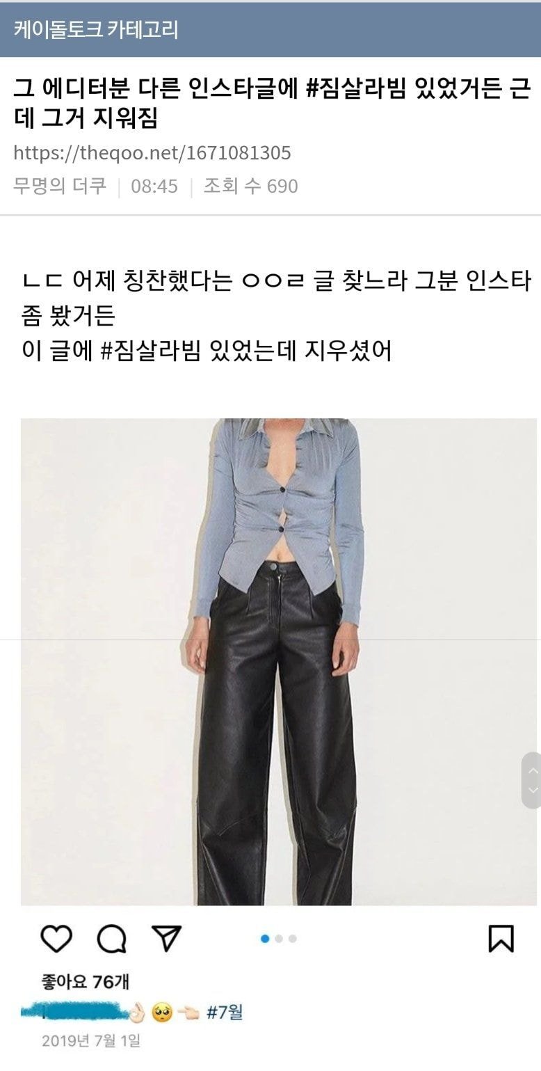 4년전 올렸던 아이린 칭찬글을 지운 에디터