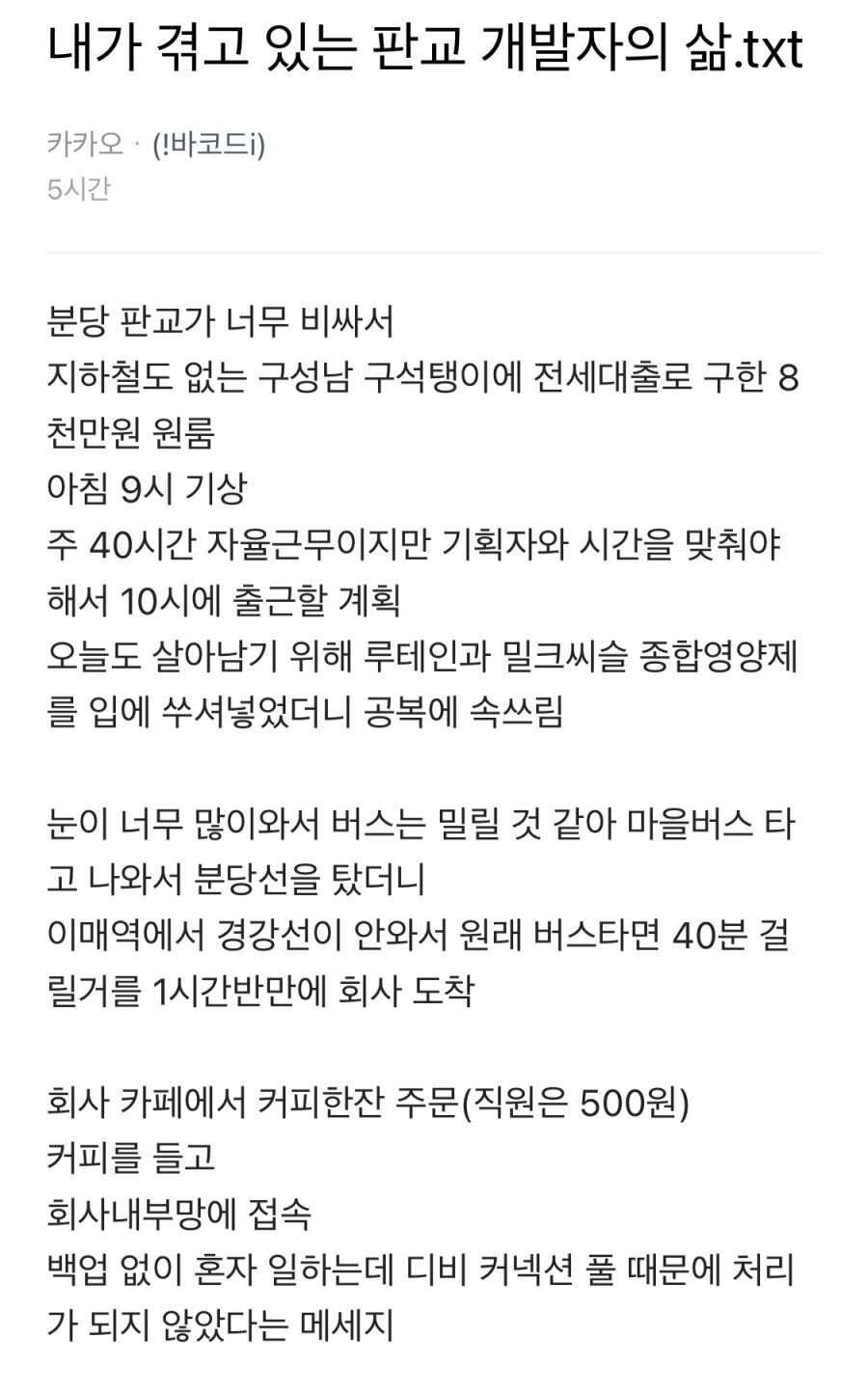 판교 개발자의 삶 (이상과 현실)