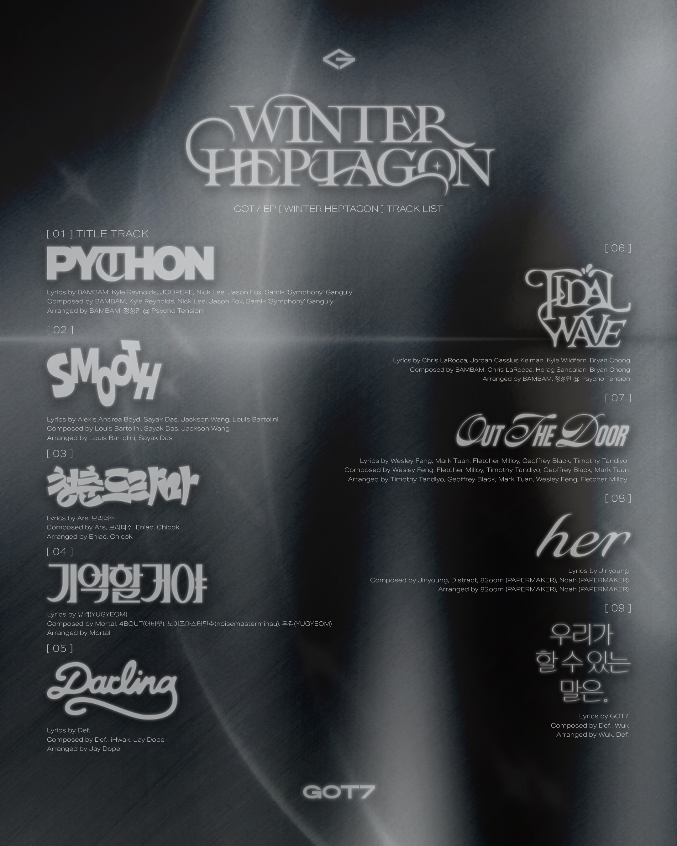 GOT7 갓세븐 미니 13집 【WINTER HEPTAGON】 TRACK LIST