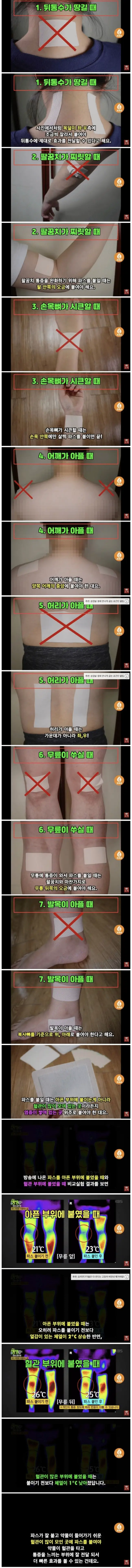 부위별 파스 제대로 잘 붙이기