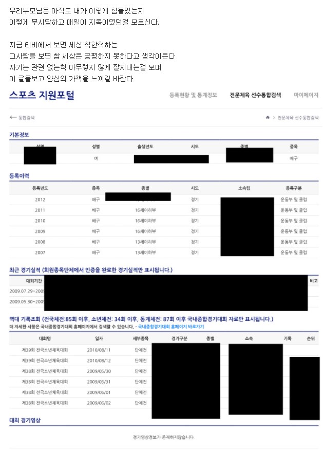 프로여자배구 학폭 피해자 입니다.