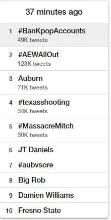 미국 트위터 실트 1위라는 #BanKpopAccounts (#케이팝계정금지시켜 )