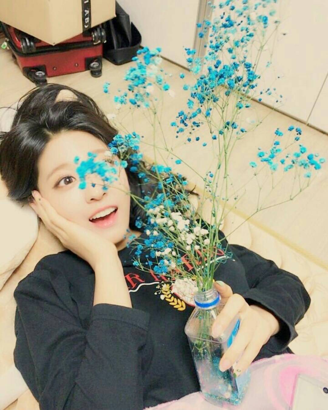 설현(AOA) 1501031 인스타그램 - 지민언니가 선물해준 파란안개꽃