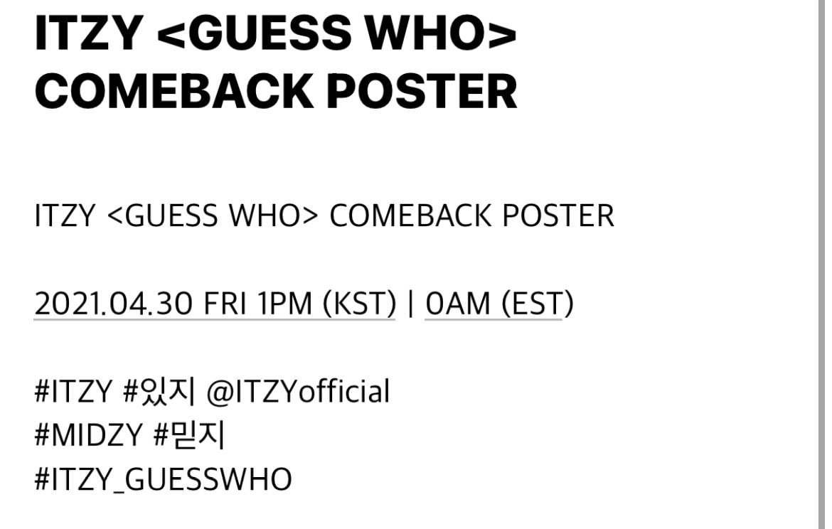 ITZY <GUESS WHO> COMEBACK POSTER