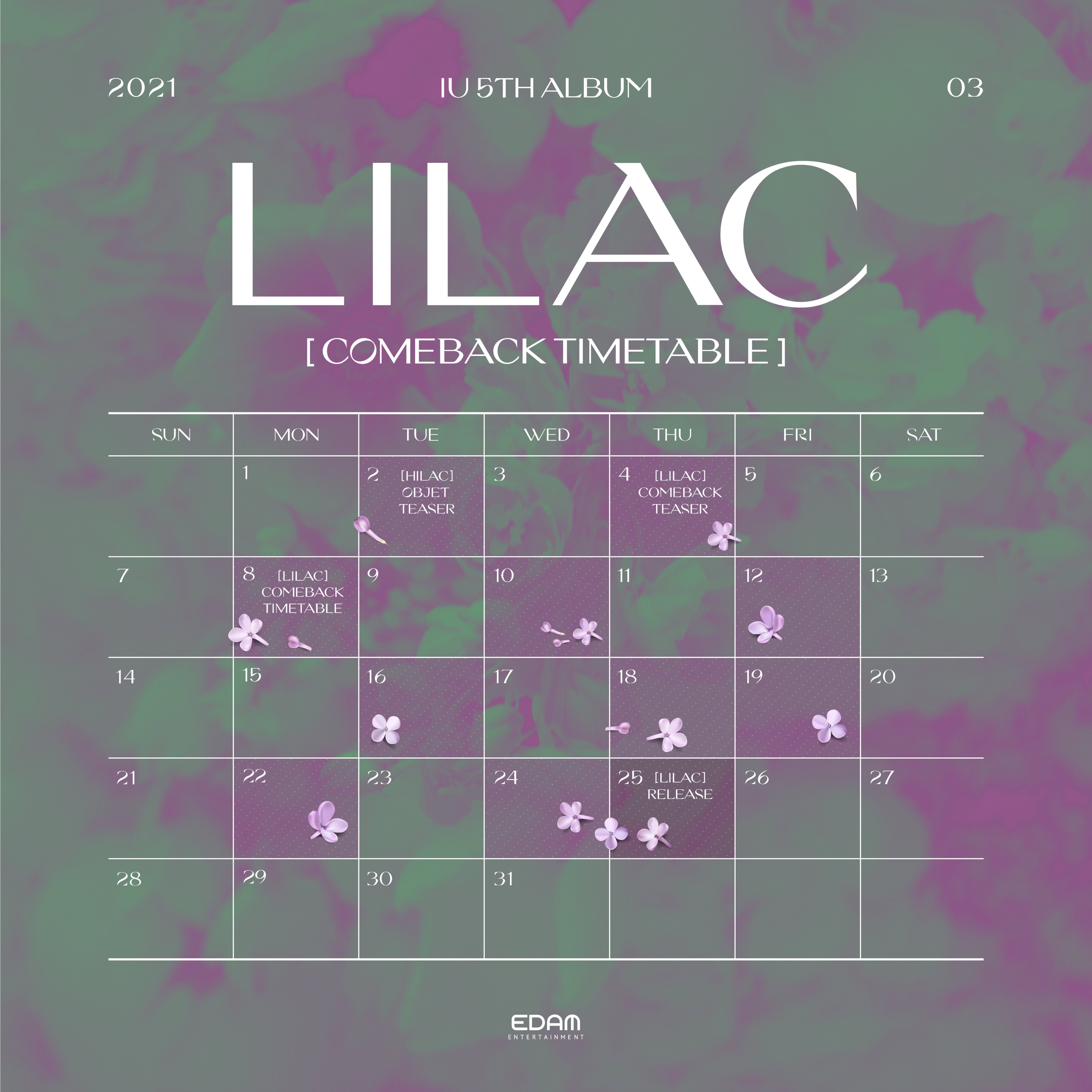 아이유(IU) 5th Album 정규 5집 ‘LILAC’ Comeback Timetable
