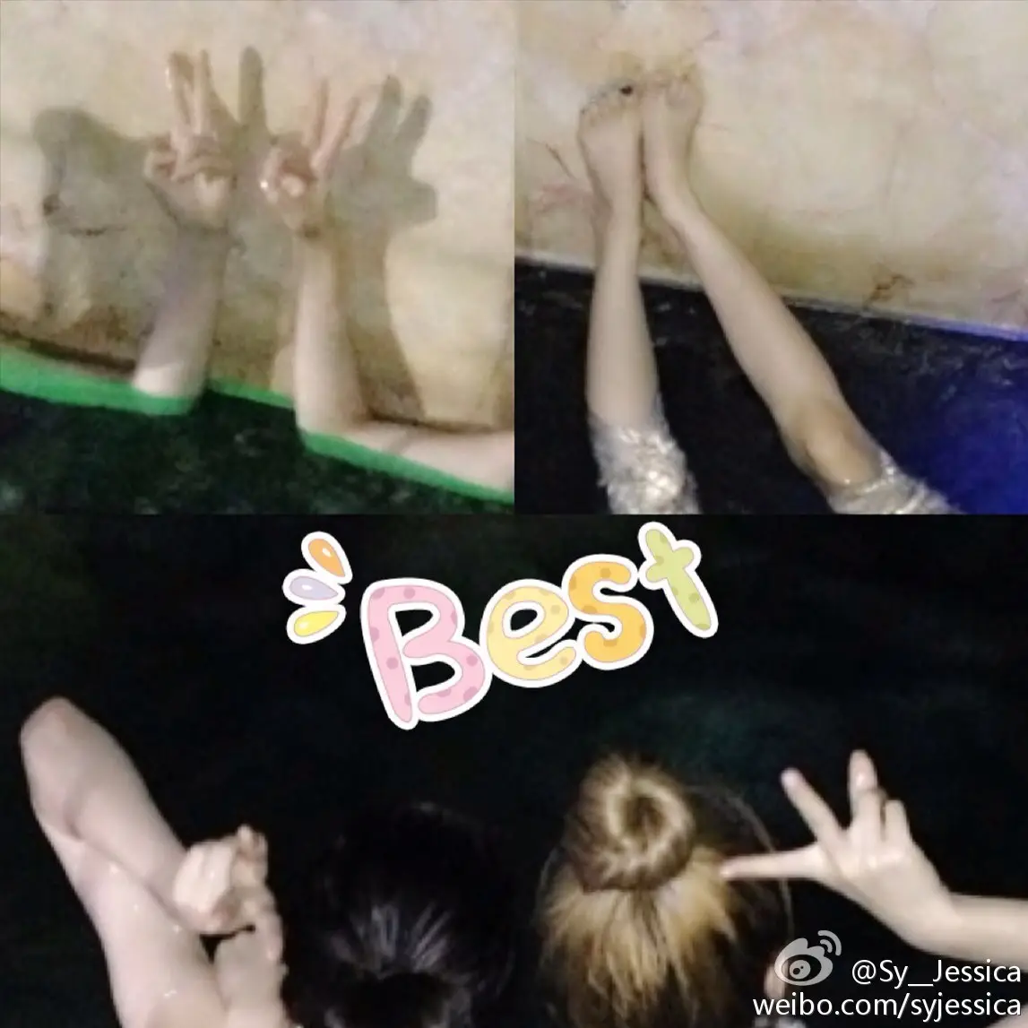 130828 제시카 웨이보 업뎃 - Swimming with krys Left:krys right:jess