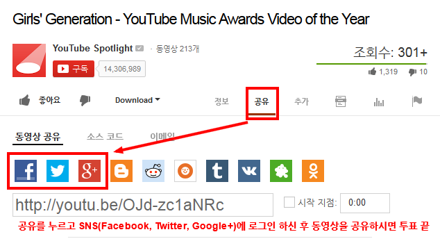 소녀시대(GIRLS`GENERATION) 유튜브 뮤직어워드 투표(YTMA)하는 법
