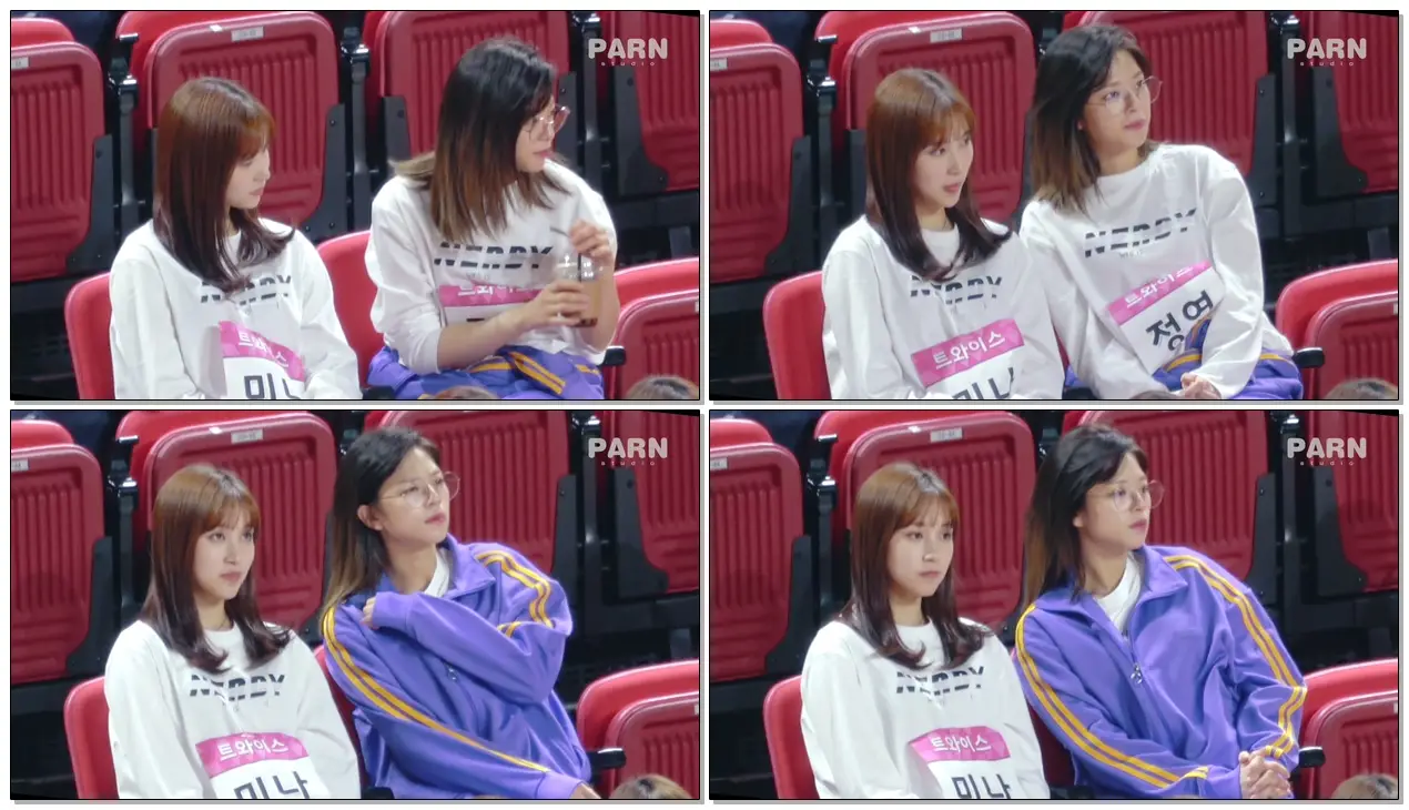 190107 트와이스(TWICE) 아육대 Fancam - 리듬체조 경기 관람하는 정연 & 미나