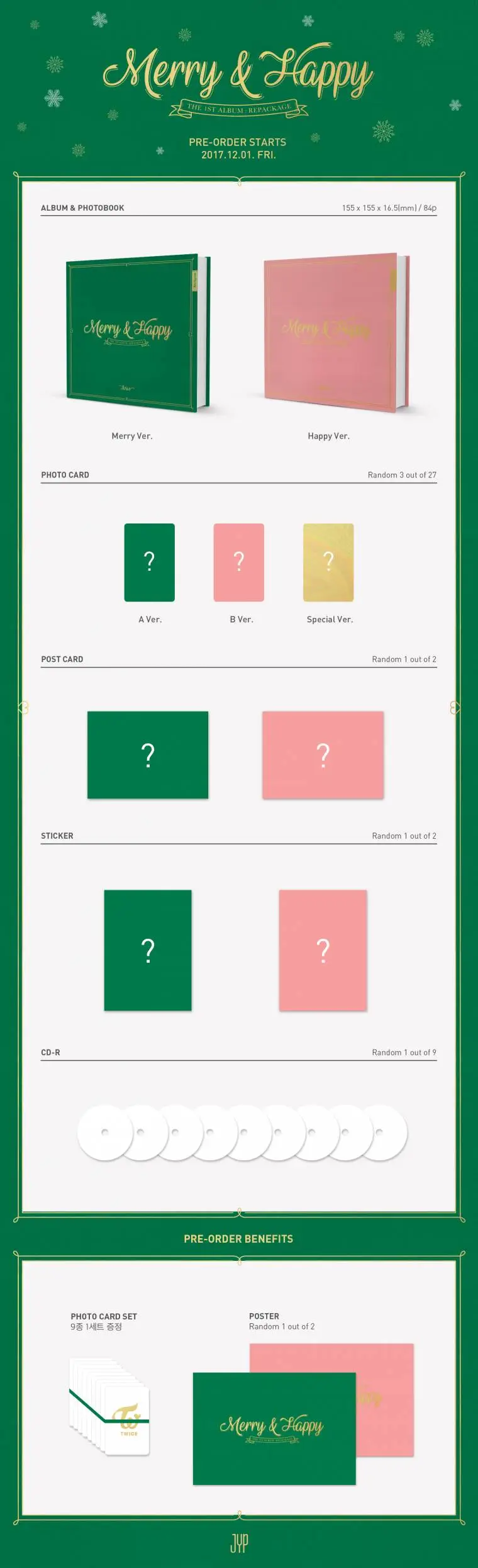 트와이스 The 1st Album : Repackage <Merry & Happy> 앨범 사양
