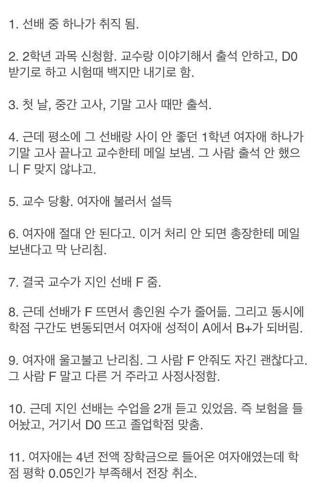 4년 전액장학금 취소된 여대생
