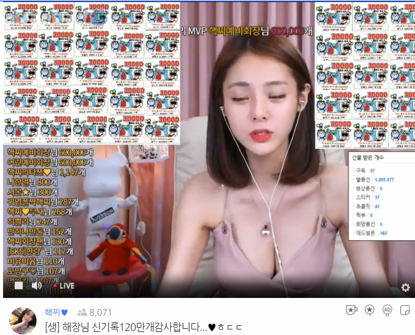 하루만에 1억2천만원을 번 BJ핵찌