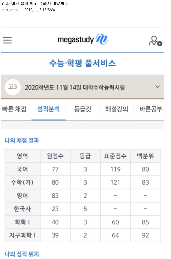 수능 평균 3등급 연의 간 애 학종 스펙