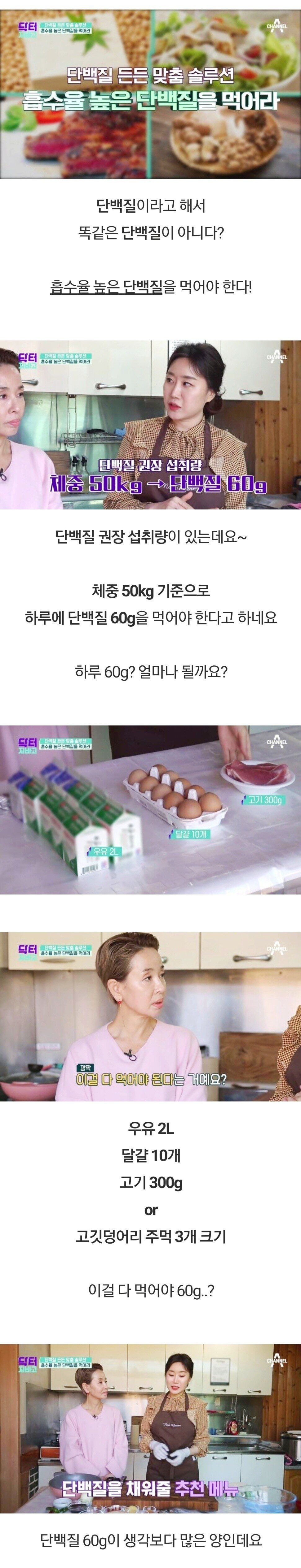 성인 단백질 하루 권장 섭취량 60g 먹는방법