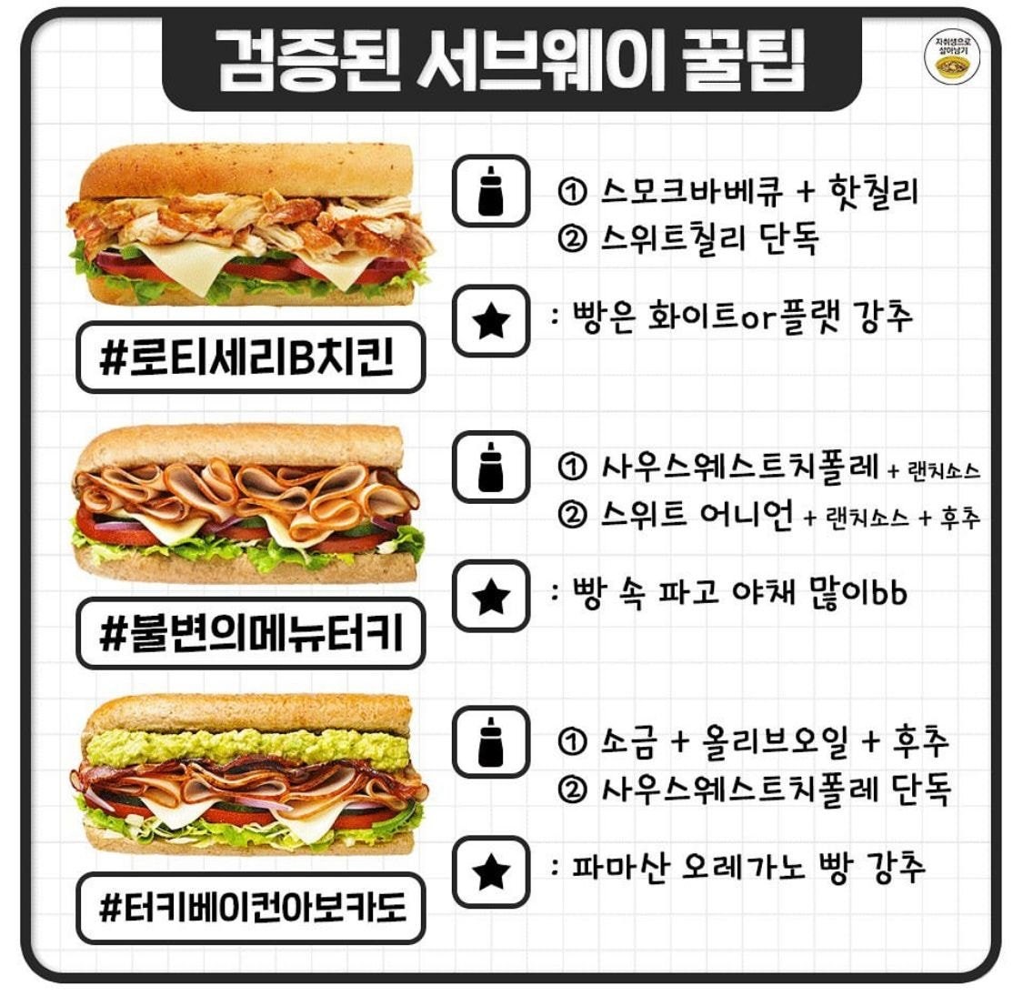 검증된 써브웨이 존맛 조합