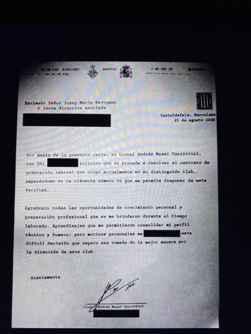 메시가 바르셀로나 측에 보낸 팩스 내용 공개