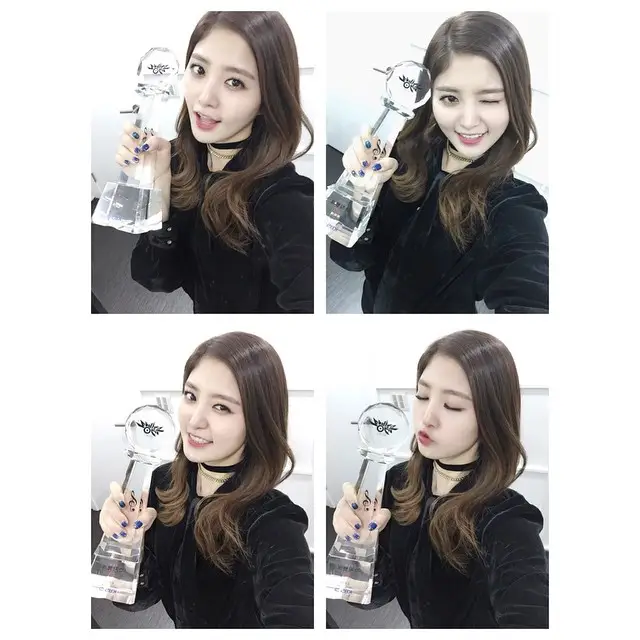 정화(EXID) 150116 인스타그램 - 뮤직뱅크 에서 2주 연속 1위를 했어요!!!