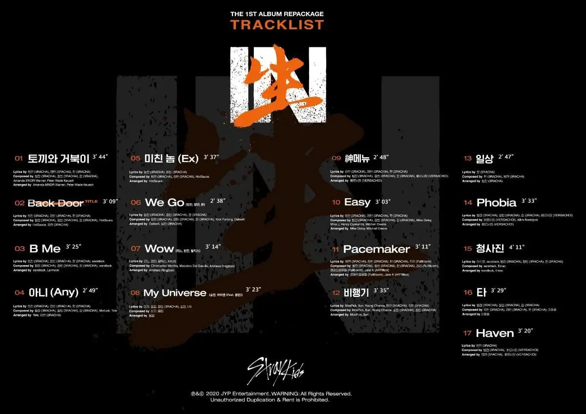 Stray Kids(스트레이 키즈) <IN生> TRACK LIST