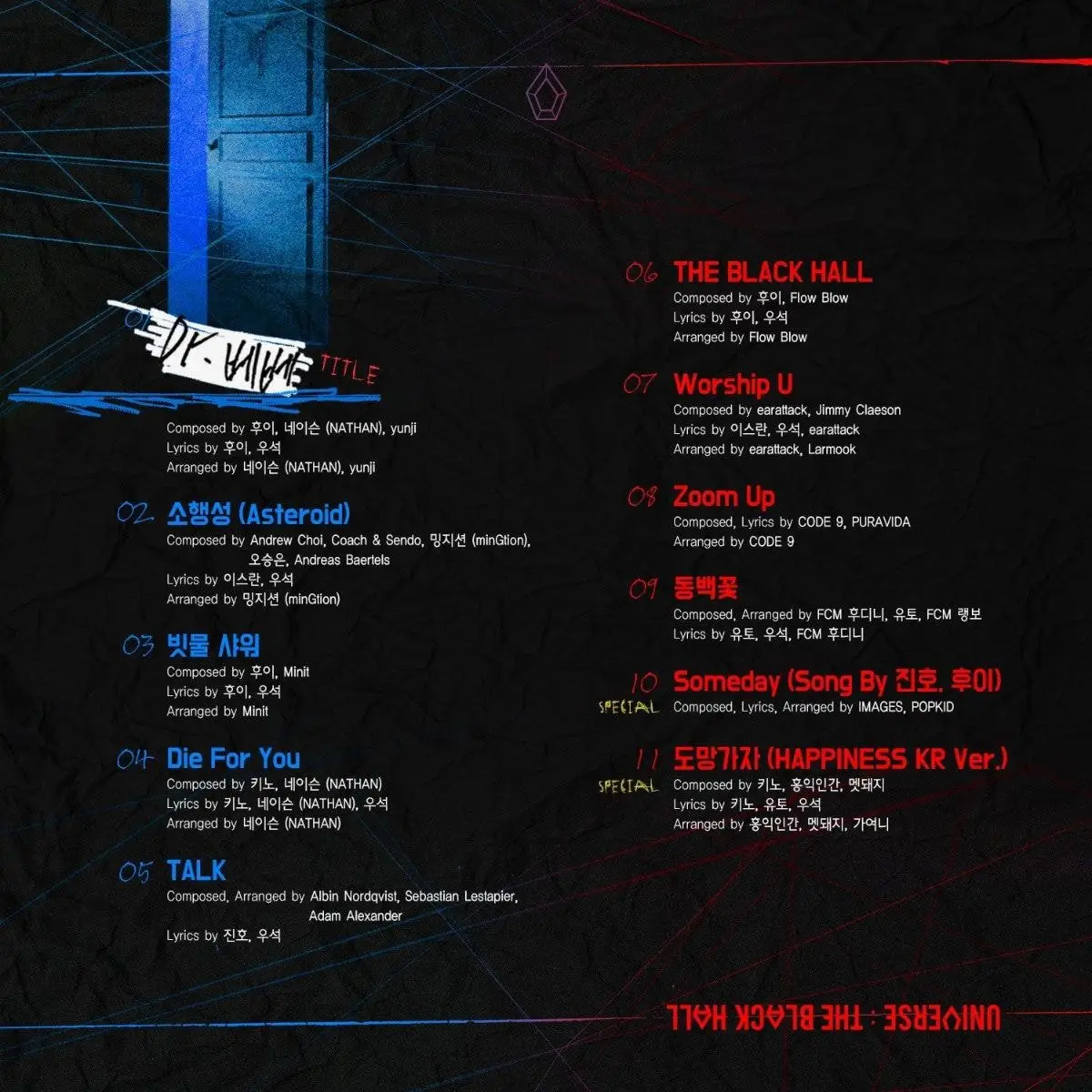 #펜타곤 1st Full Album [UNIVERSE : THE BLACK HALL] Track List