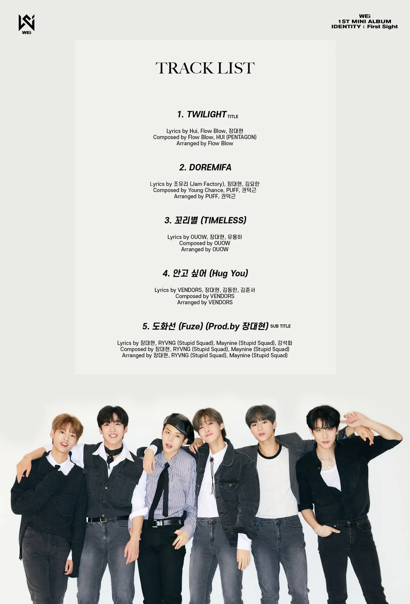 위아이(WEi) 1st MINI ALBUM 'IDENTITY : First Sight' TRACK LIST