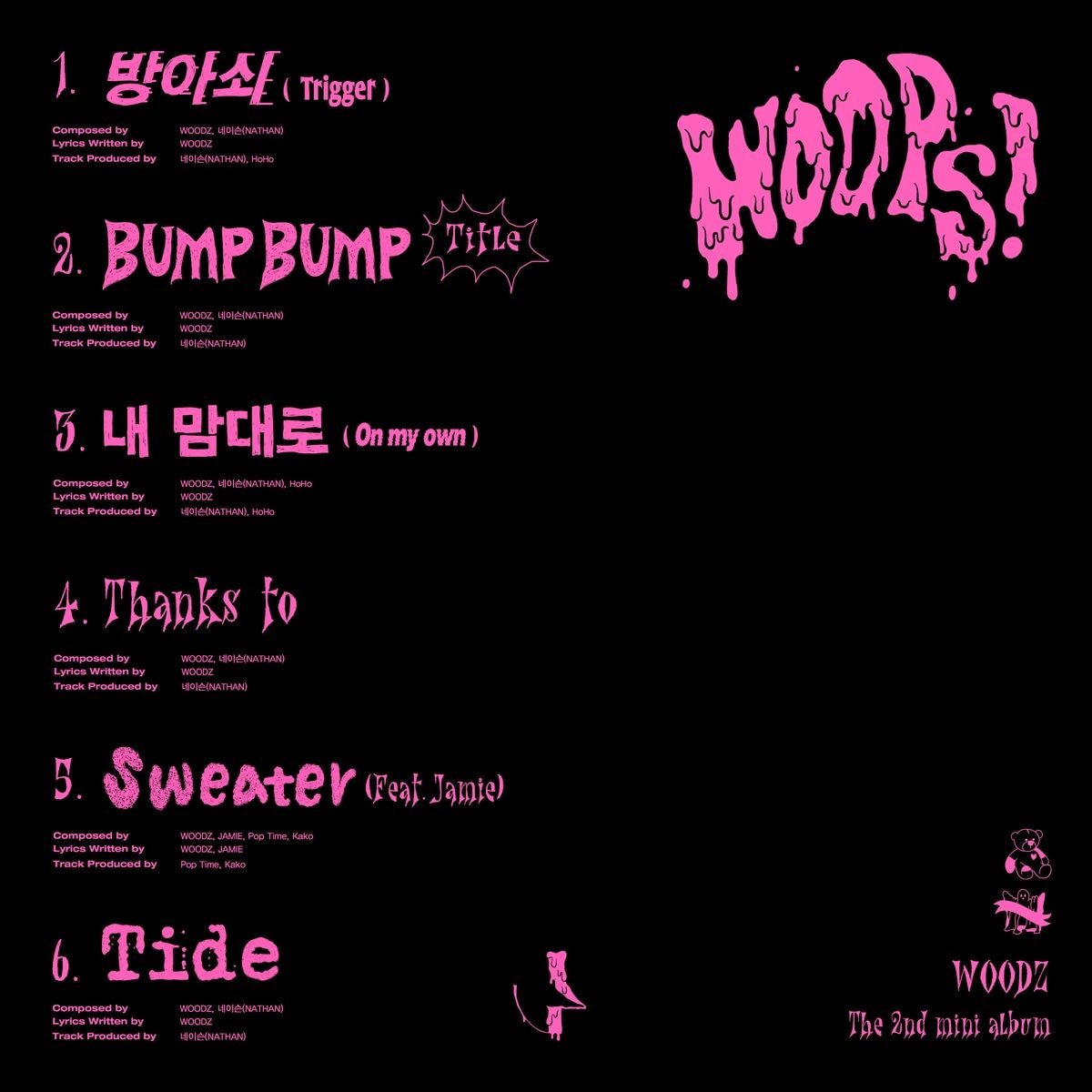 WOODZ(조승연) The 2nd Mini Album [WOOPS!] TRACK LIST