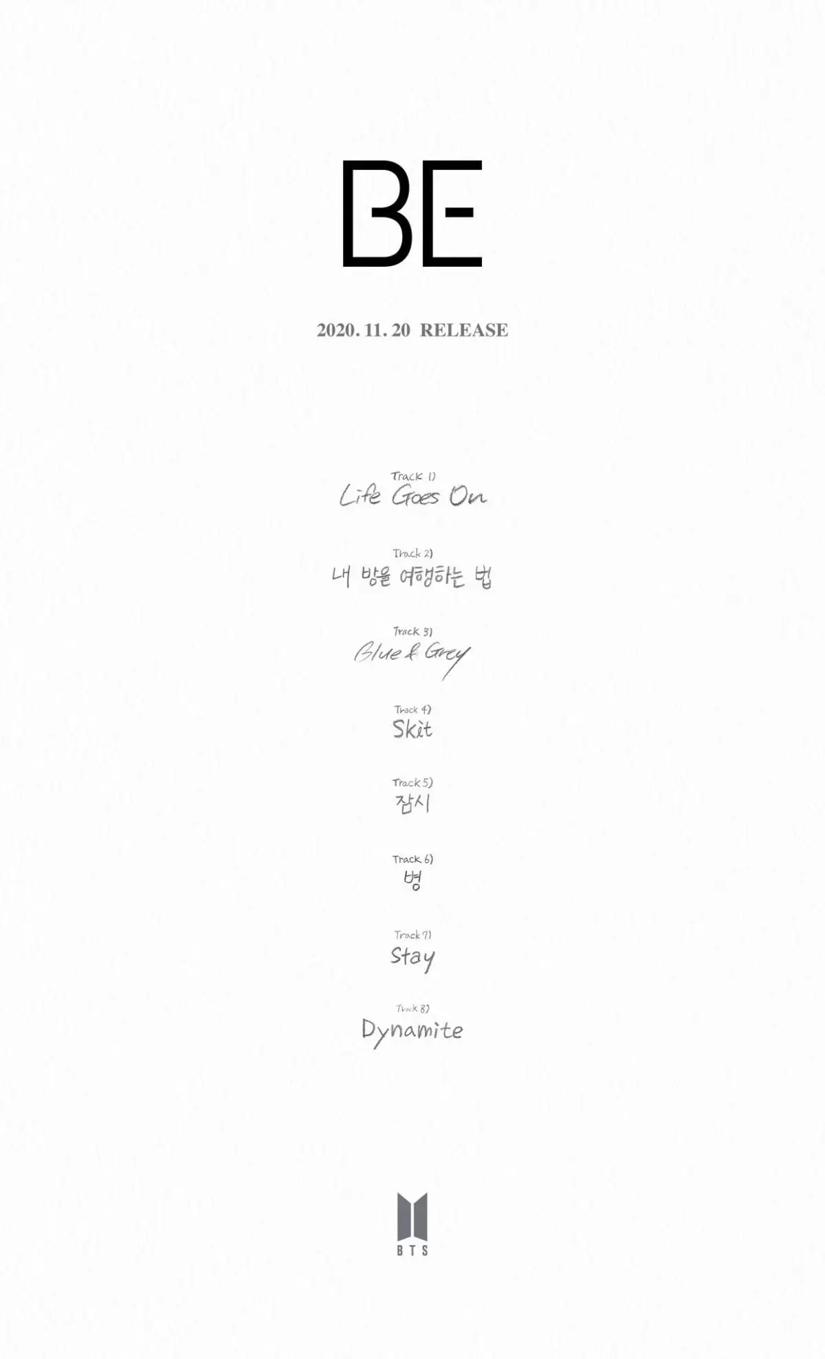 #BTS #방탄소년단 #BTS_BE Tracklist