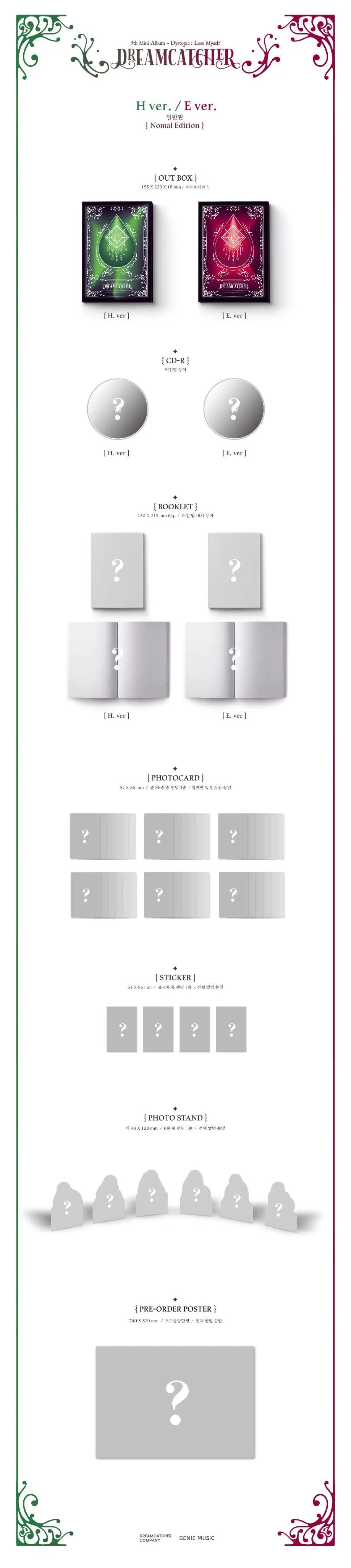 드림캐쳐 5th Mini Album [Dystopia:Lose myself] 앨범 사양 (4종)