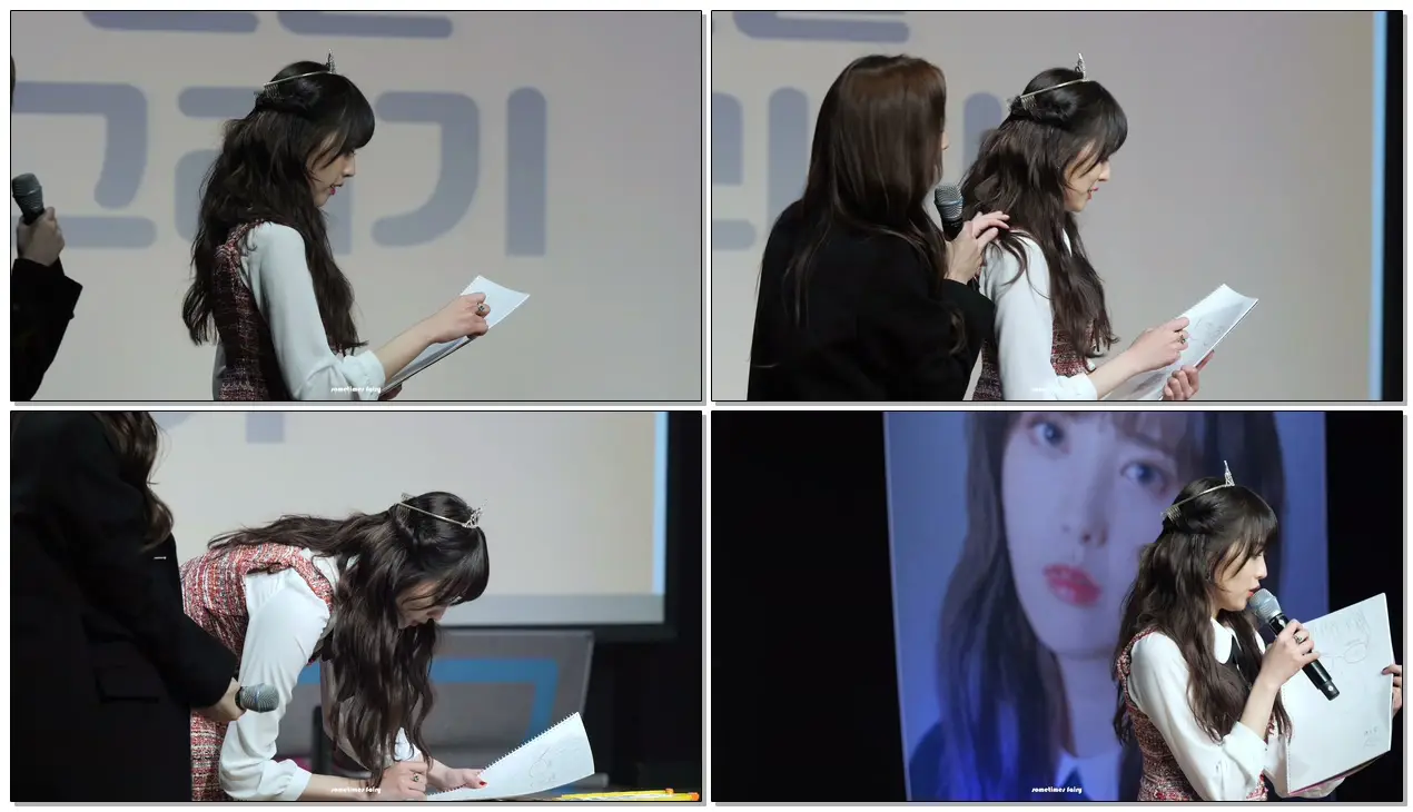 #윤조 #우희 #유니티 190105 윤조(YOONJO) 팬미팅 - 팬 초상화 그리는 윤조와 지켜(?)보는 우희(WOOHEE)