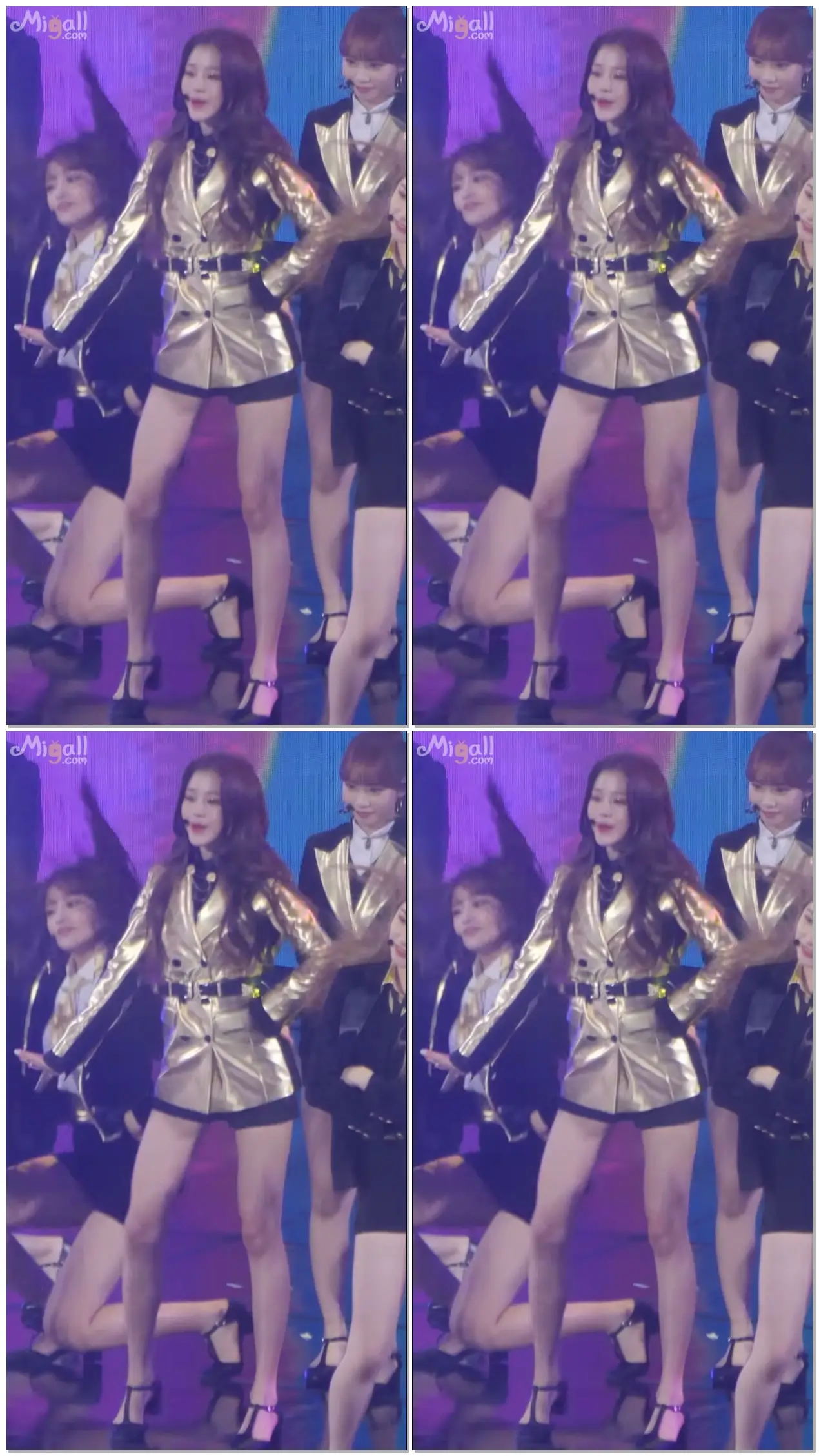 골든디스크 아이즈원 장원영 금색 의상.gif