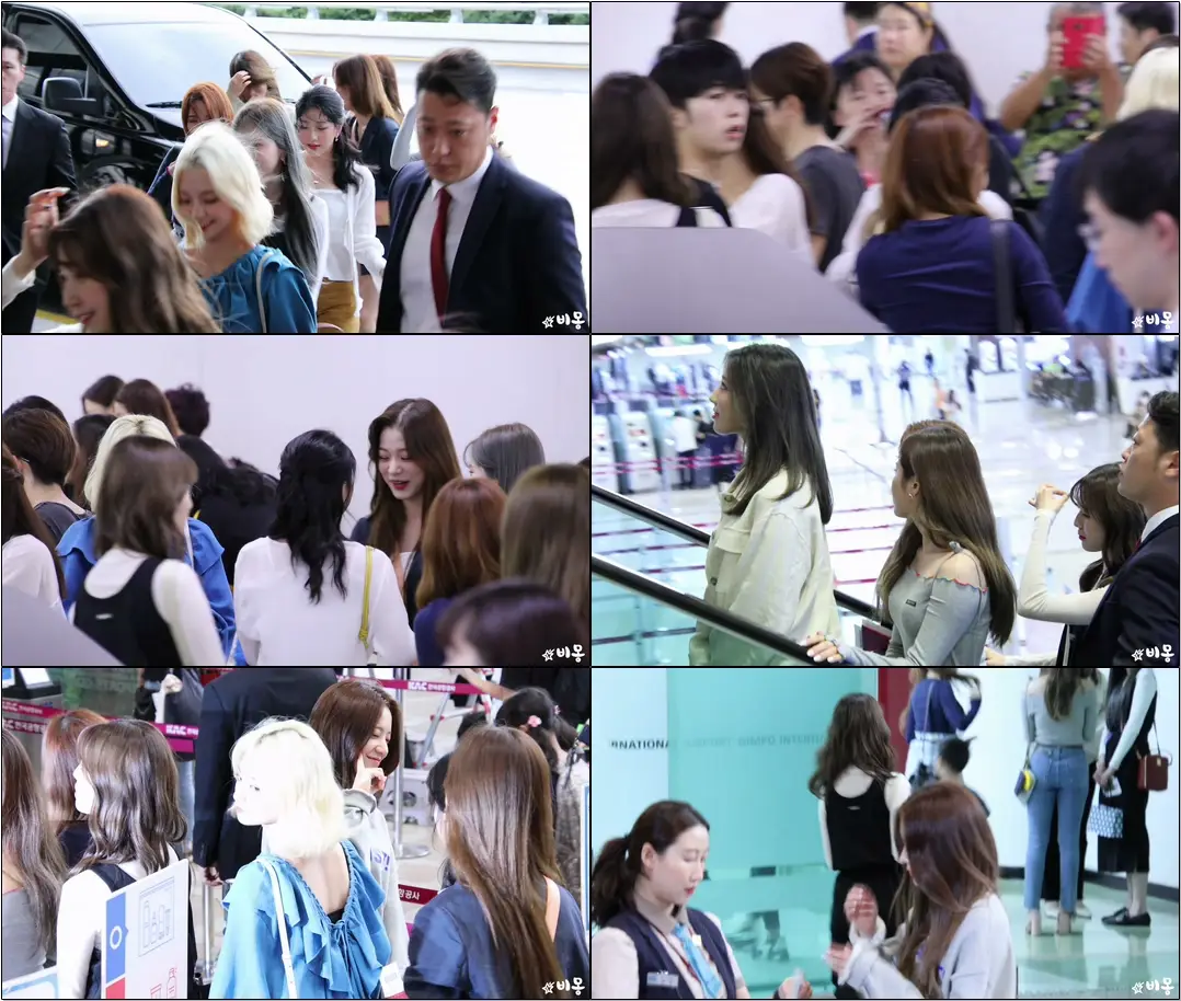 190907 #프로미스나인(#fromis_9) 출국 Departure (지헌 앞머리 손질해주는 지선) [김포공항] #직캠