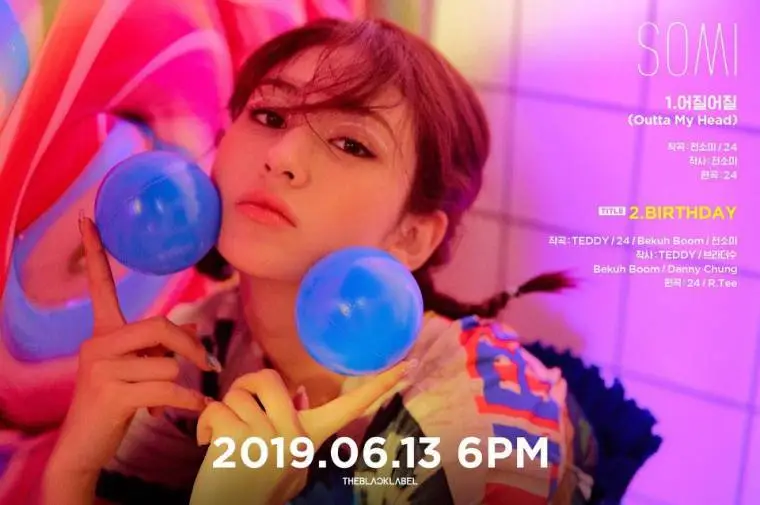 #SOMI #전소미 #TRACKLIST #BIRTHDAY #어질어질 #OUTTAMYHEAD #RELEASE #20190613 #THEBLACKLABEL