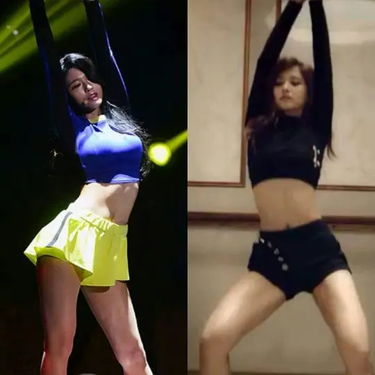 설현.쯔위 몸매 비교.jpg